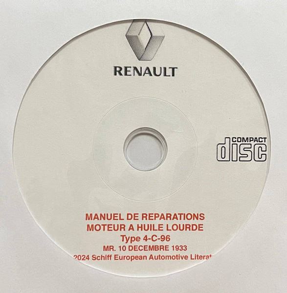 1934-1939 Renault Heavy Oil Engine Workshop Manual in French