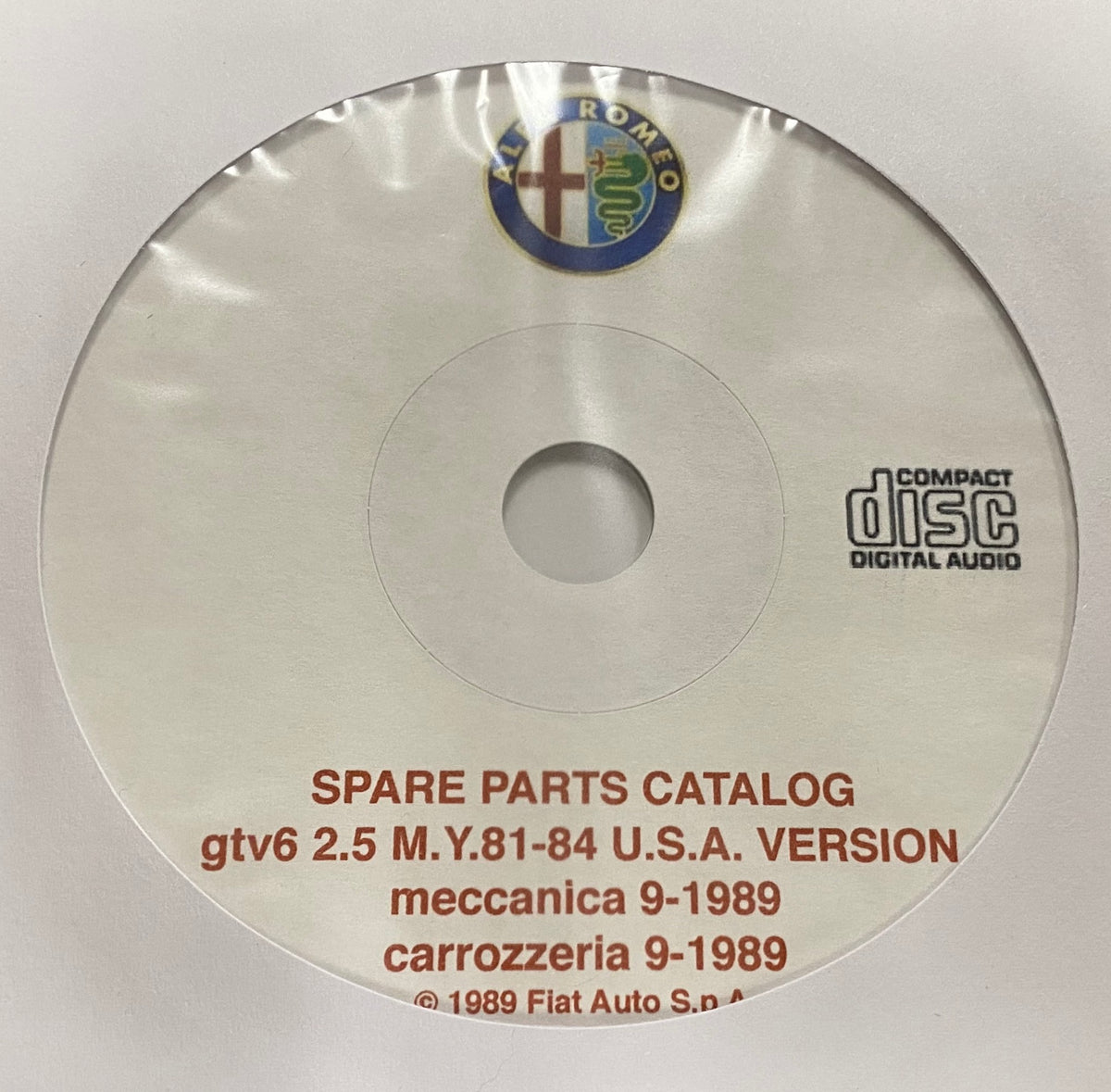 Alfa Romeo gtv6 2.5 M.Y. 8184 U.S.A. Spare Parts Catalog Schiff European