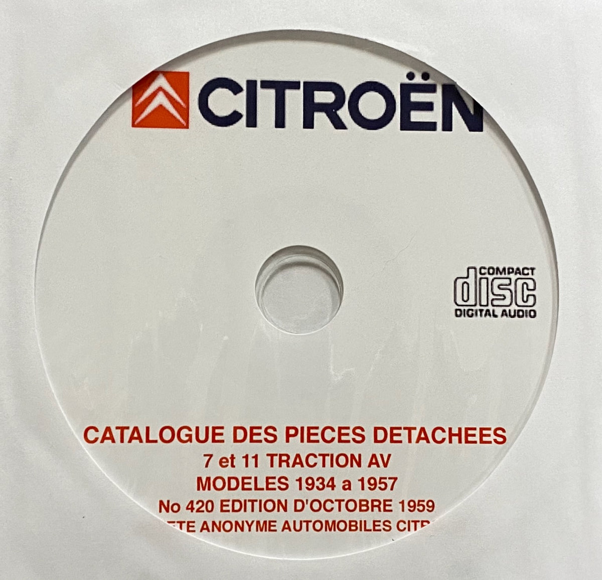 19341957 Citroen Traction Avant 7 and 11 Models Parts Catalog Schiff