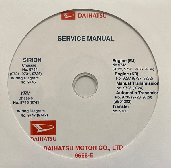 1998-2004 Daihatsu Sirion and 2000-2005 Daihatsu YRV Workshop Manual