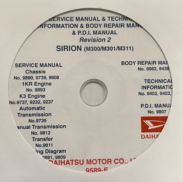 2004-2015 Daihatsu Sirion M300/M301/M311 Workshop Manual
