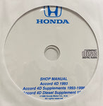 1993-1996 Honda Accord 4-Door Euro Spec Workshop Manual