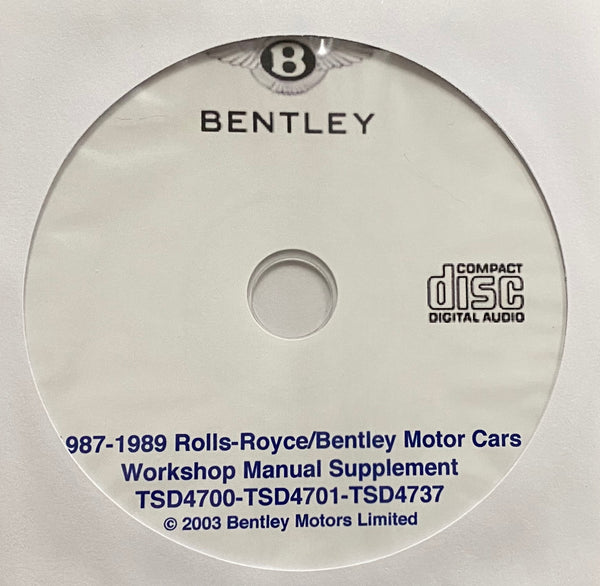1987-1989 Rolls-Royce and Bentley Workshop Manual Supplement