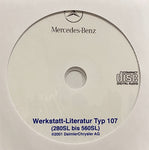 1972-1989 Mercedes-Benz 280SL-560SL (W107) Workshop Manual in GERMAN