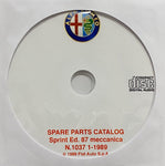 1987-1989 Alfa Romeo Sprint Mechanical Spare Parts Catalog