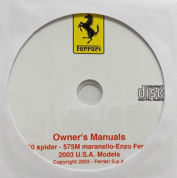 2003 Ferrari 360 spider-575M maranello-Enzo Ferrari USA Owner's Manuals