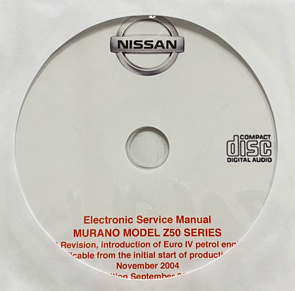 2003-2007 Nissan Murano Model Z50 series Euro-spec Workshop Manual