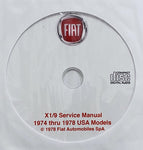 1974-1978 Fiat X1/9 USA Models Workshop Manual