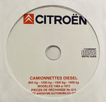 1964-1972 Citroen H Van Diesel Parts Catalog