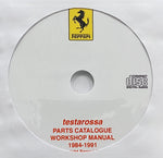 1984-1991 Ferrari testarossa Parts Catalog and Workshop Manual
